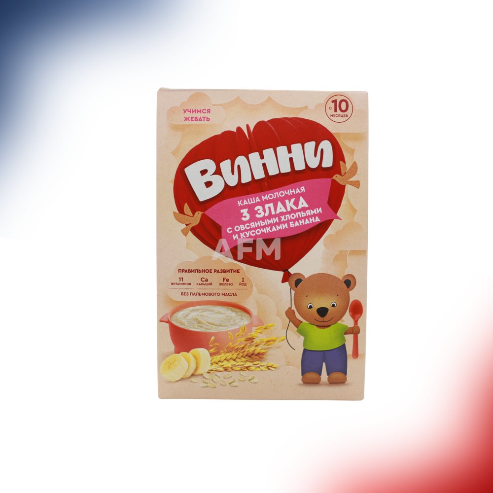 ВИННИ каша мол.3 злака с 10мес+ 200г овс.хлоп/бан